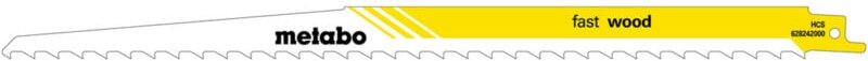 5 Säbelsägeblätter 'fast wood' 300 x 1,25 mm, hcs, 8,5 mm/ 3 tpi 5 Stk - Metabo