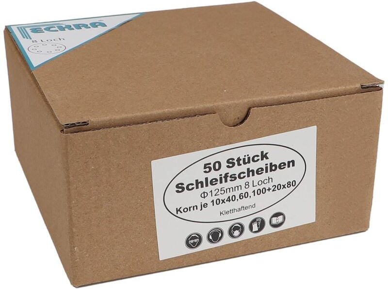 Schleifscheiben Mix 50 Blatt 125mm Korn 40 60 80 100 Klett Kletthaftend Schleifpapier - Eckra