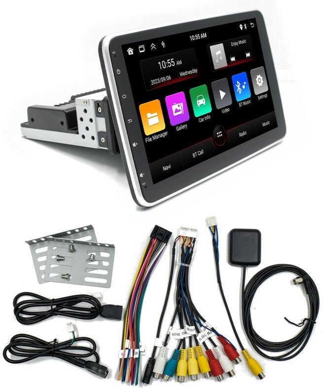 1Din 2G + 64G 10,1 Zoll einstellbarer drehbarer Bildschirm Auto-Multimedia-Player Android 13 CarPlay ohne Android Auto