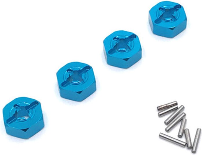 4 Stücke RC Auto Radnaben Sechskantadapter Blau 12mm Aluminiumlegierung Universal Fit für 1/10 RC Auto Ersatzteil
