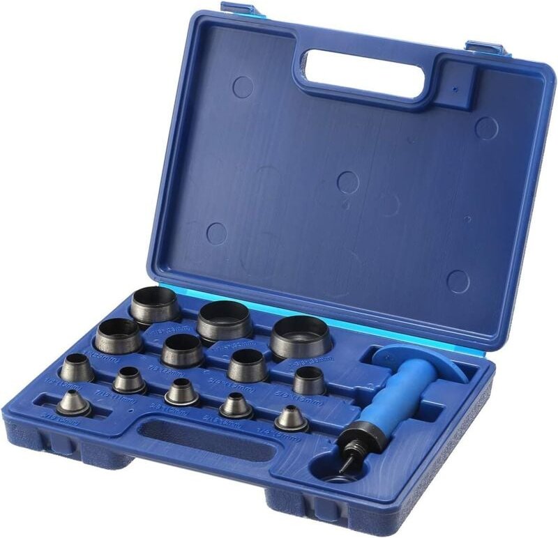 14-teiliges Lochstanzer-Set, 5–35 mm, professioneller Leder-Lochstanzer mit Klemmgriff für Lederbearbeitungsgürtel, Gumm...