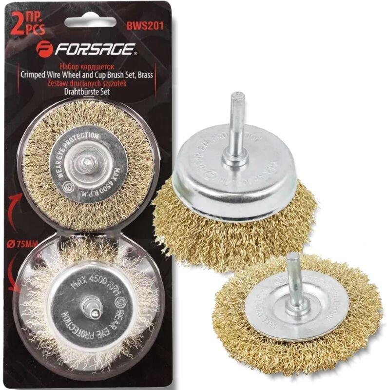 FORSAGE Set weiche Bürsten für Bohrmaschinen 2 Stück 75mm