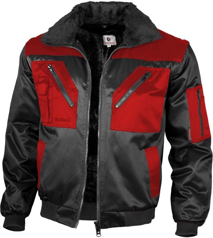 Thumbnail - Qualitex Pilotenjacke zweifarbig, Größe: 3XL, Farbe: schwarz/rot