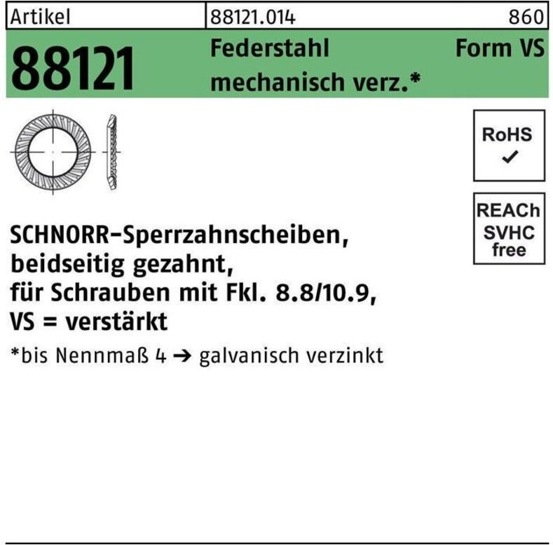 Thumbnail - Scheiben Federstahl vs 6 mech. verzinkt mech Zn s 250 Stk - Schnorr