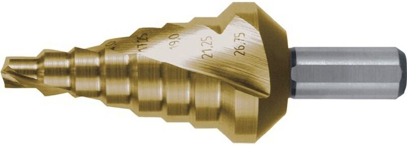 Thumbnail - Ruko - Stufenbohrer HSS-TiN spiralgenutet mit Kreuzanschliff ø 6 - 26,75 mm - 101055T