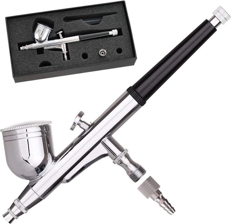 Airbrush Mit 0,3 Mm Doppelwirkungsdüse Zum Bemalen Von Figurmodellen 1/8" Gewinde