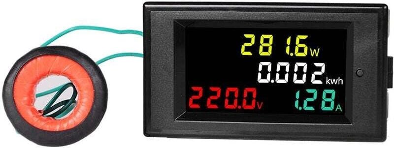 Digitales Voltmeter-Amperemeter, Spannung, LCD-Anzeige, Wechselstrom-Amperemeter, 80–300 V, Voltmeter-Anzeige, 2-in-1-Sp...