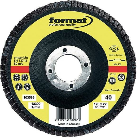 Schleifmopteller Glasgewebe gerade 125mm K40 Format