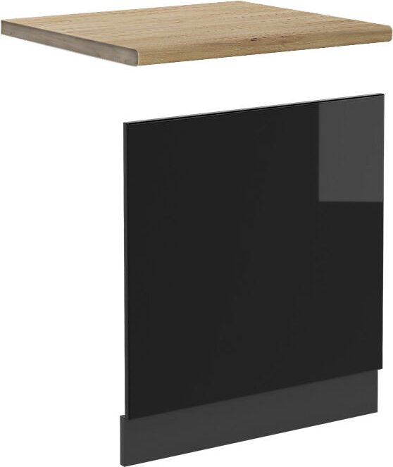 Frontblende R-Line, Schwarz Hochglanz, 60 cm , AP Eiche, Vicco