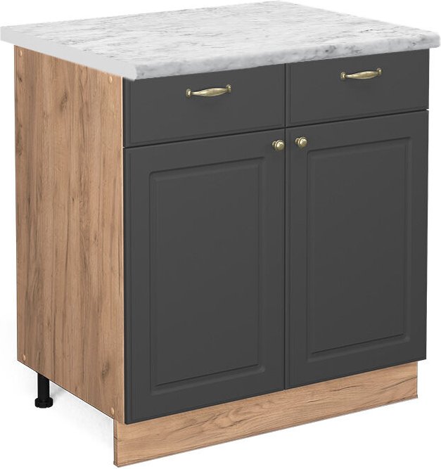 Vicco - Küchenunterschrank Fame-Line, Anthrazit-Gold, 80 cm , ap Marmor