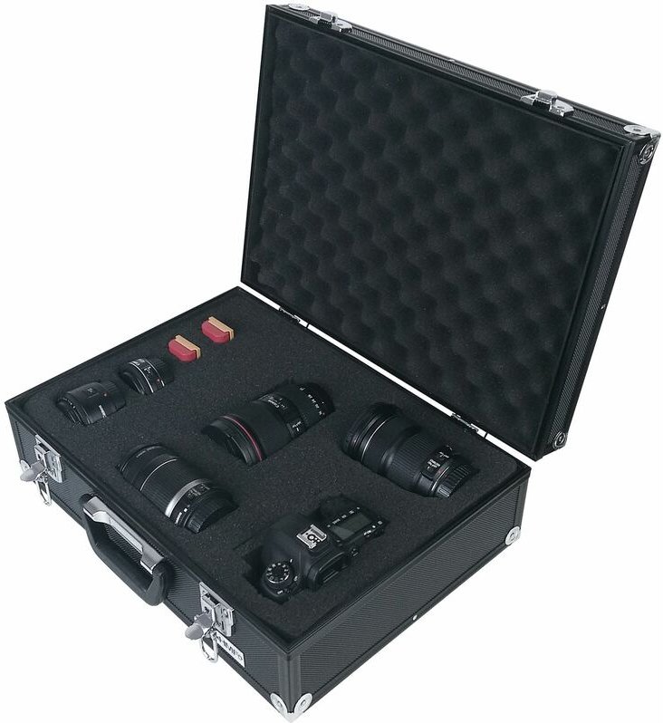 HMF - 14501-02 Alu Fotokoffer mit Rasterschaumstoff, Universalkoffer, 46 x 15 x 33 cm
