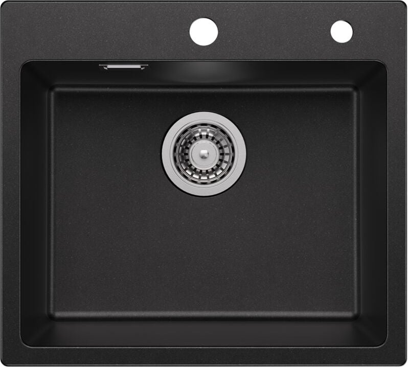 Granitspüle 50 x 45 cm Spülbecken Granit, Küchenspüle klein Granit Einbauspüle mit Siphon Ab- und Überlaufgarnitur