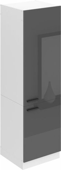 Kühlschrank Schrank Hochschrank Küche ssl. 60 cm Breite und 204 cm Höhe. Einbauschrank für Kühlschrank mit 2 Türen, Silb...