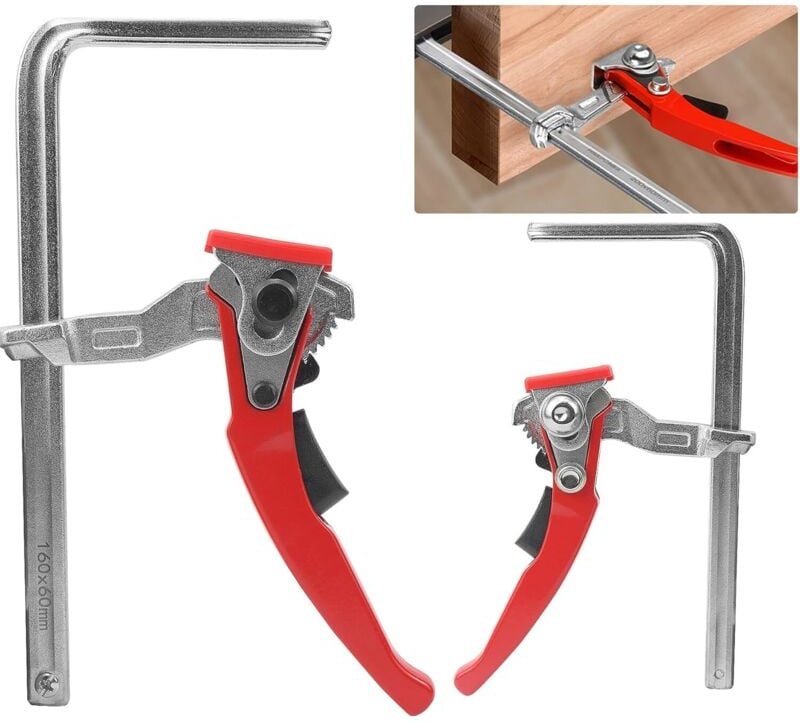 2-teiliges Schnellspann-Schienenklemmen-Set, Ratschen-Tischklemmen, Schnellspannklemmen mit 160 mm Kapazität und 60 mm A...