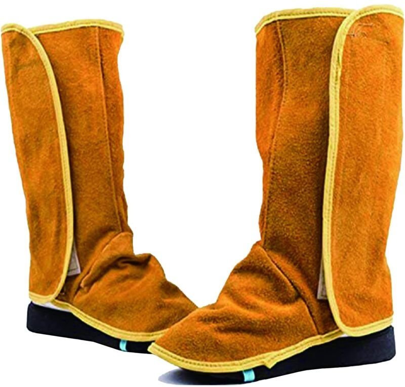 Schweißer-Schuhschutz, flammhemmende Schuhüberzüge, 1 Paar Leder-Schweißgamaschen, für Elektroschweißkonstruktionen - So...