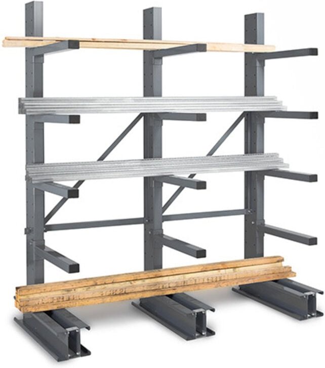 Kragarmregale, 4 Ebenen, 1 Seite - Startmodul: 2500x1250x1200mm - RAYC/4N/1C/1212/D