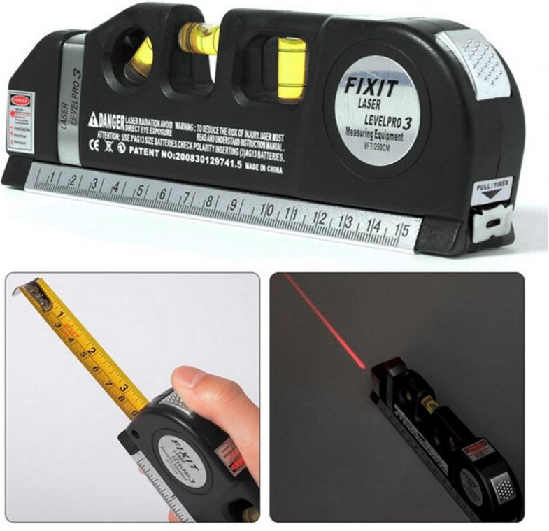 Ahlsen - Mehrzweck-Laserwasserwaage, Infrarot-Wasserwaage mit Lineal, Mini-Hochpräzisions-Wasserwaage, Laserbandlineale ...