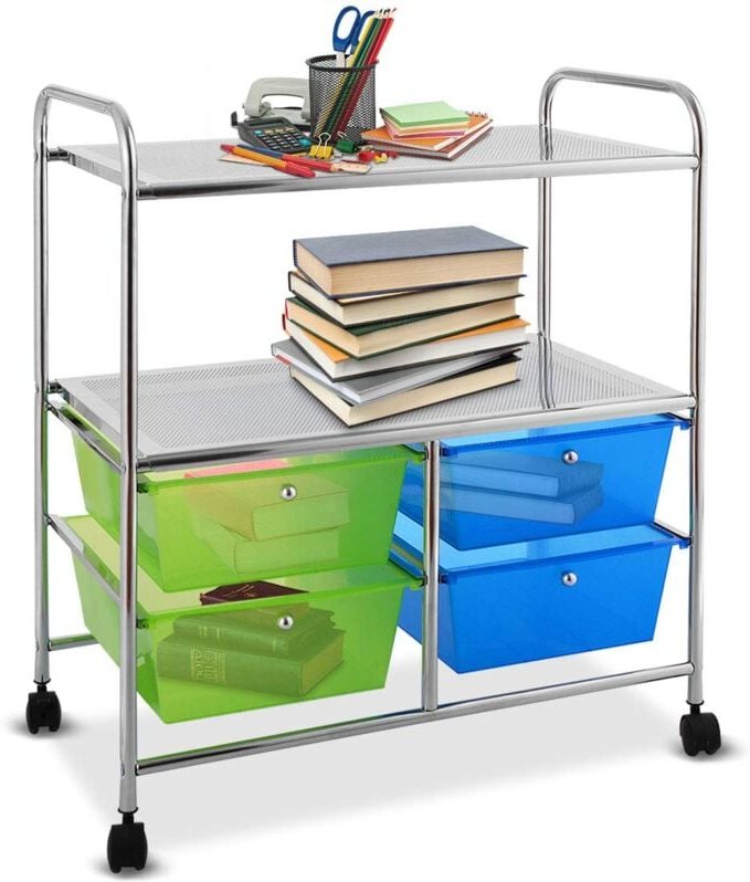 Costway - Badrollwagen Schubladen Kuechenwagen Rollwagen Rollcontainer Haushaltswagen Mobiler Aufbewahrungswagen Frisier...