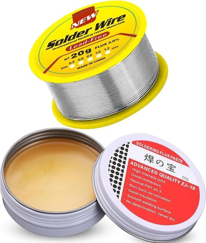 Bluedeer - Lötzinn 0.8mm mit 10g Lötpaste, Lötzinn Bleifrei mit Kolophonium kern, Lötzinn mit Flussmittel 20g, Lötdraht ...