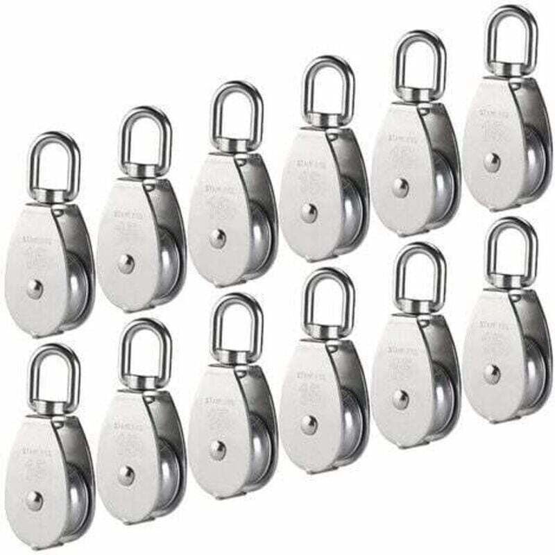 M15 Einzelrolle aus Edelstahl 304, 15 mm Einzelrolle, Blockrolle, Krandrehhaken, glattes Drahtseil, Kabellast 77 lbs/35 ...