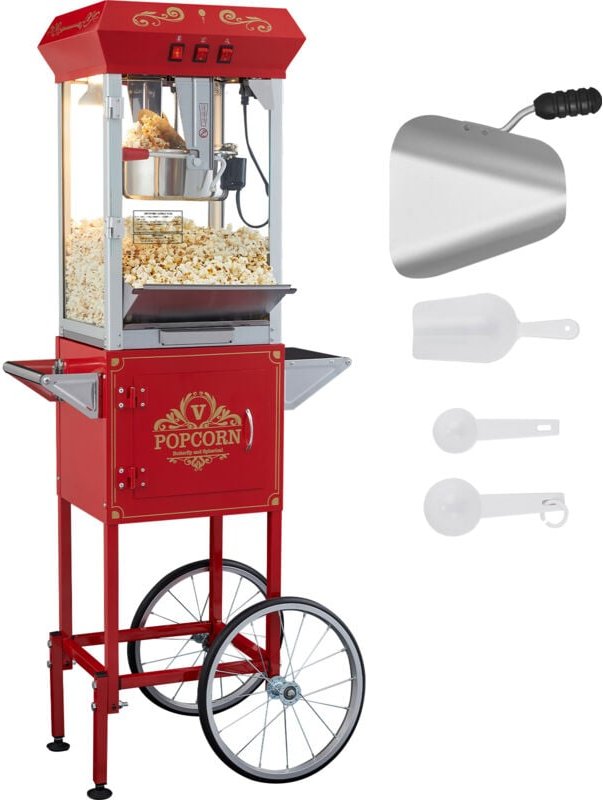 Popcornmaschine mit Wagen, 850 w, 8 oz, 48 Tassen, rot,610 x 410 x 1395 mm / 24 x 16 x 55 Zoll - Mophorn