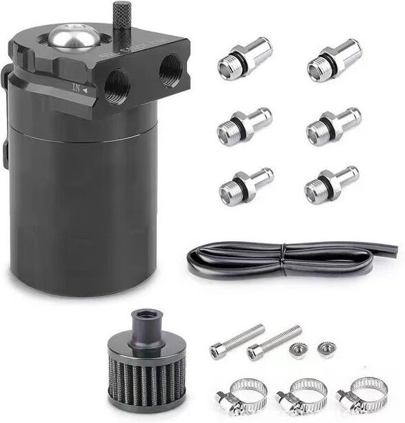 Auto-Öldekanter, 300-ml-Ölauffangbehälter für Autos, universeller Automobil-Luft-Ölabscheider, Öltank mit Luftfilterschl...