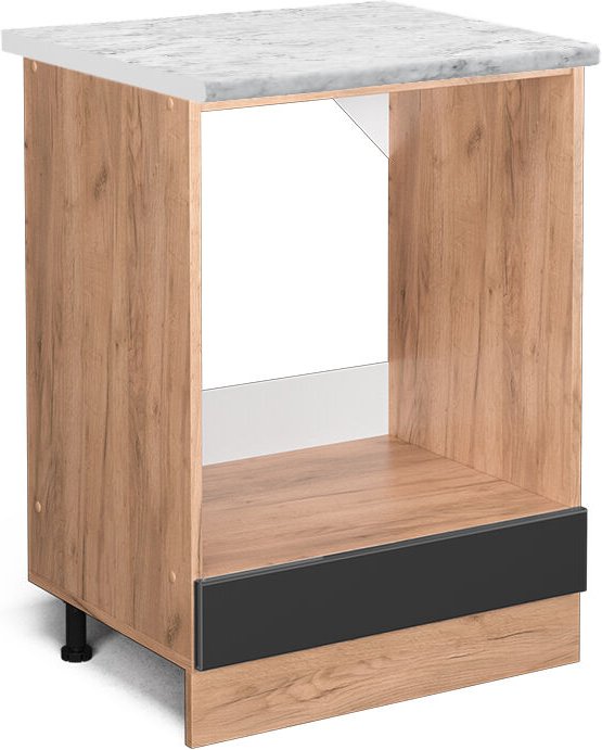 Herdumbauschrank R-Line, Anthrazit Hochglanz, 60 cm ap Marmor Vicco