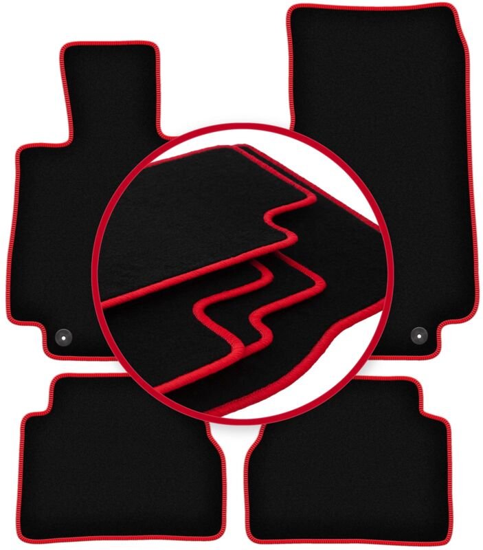 CARLUX-RED Autofußmatten für: Mercedes E W213 Limousine, Kombi, Liftback, Coupé (2015-)
