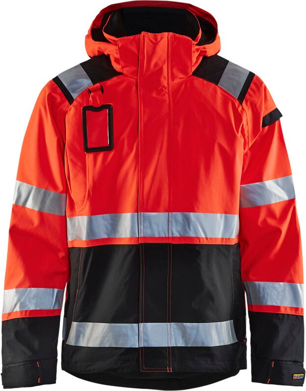 Thumbnail - Arbeitsjacke Hardshell-Stretch 2D Hochsichtbarkeit 4987 - Neonrot/Schwarz XXXL