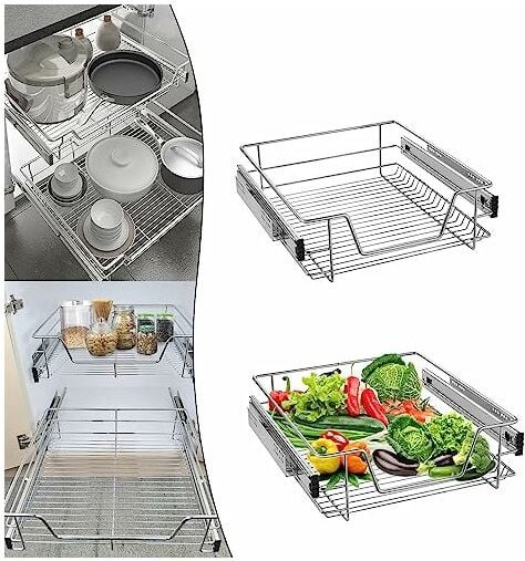 Teleskopschublade Küchen Organizer Schrankauszug Küchenschublade, Küchenschrank Regal Einsatz Schlafzimmerschublade Schr...
