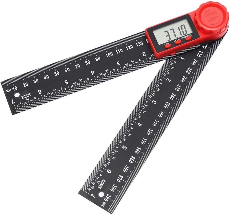 Détecteur d'Angle Numérique 8' 200mm, Fibre de carbone 0-360° Inclinomètre électronique Goniomètre Rapporteur d'Angle Rè...