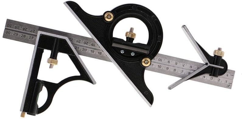 Thumbnail - 12-Zoll-Kombinationsquadratlineal Hochpräzises mechanisches Messlineal aus Edelstahl Doppelseitiges Lineal für imperiale...