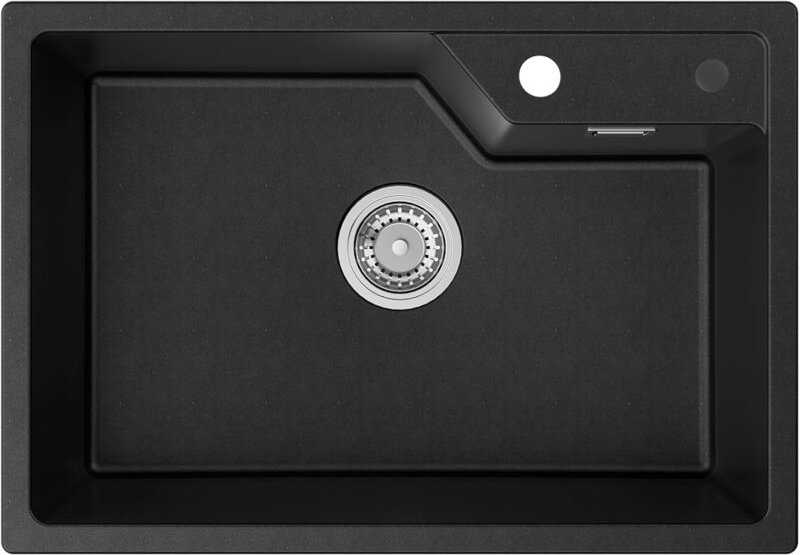 Spüle Schwarz 65x45cm, Spülbecken Küche aus Granit, Hafen-Stil Küchenspüle Modern, Granitspüle Schwarz, Waschbecken Küch...