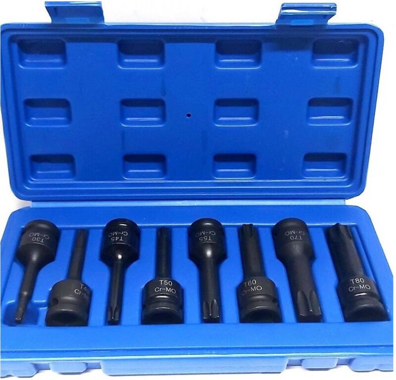 Thumbnail - Trade Shop Traesio - Trade Shop - set 8 key closs torx attacco 1/2' T30 T80 impact lunghe 78 mm -