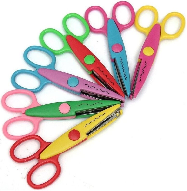 Trade Shop Traesio - Trade Shop - dekorative schere mit verschiedenen bunten welligen zickzack-schnitten für kinder schu...