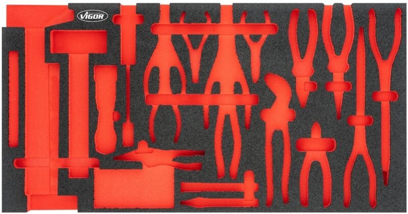 VIGOR Weichschaumeinlage, leer, L x B x H: 750 x 393 x 35 mm, Art.Nr. V5638N-L