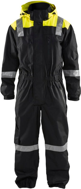 Arbeitsanzug mit langen Ärmeln, Kapuze, fluoreszierende Details 6786 – Schwarz/Neongelb 48C