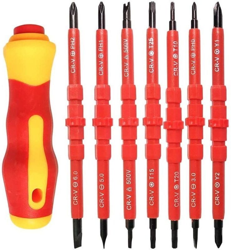 7-teiliges isoliertes Elektriker-Schraubendreher-Set, solides elektromagnetisch isoliertes Schraubendreher-Set, 500 v, m...