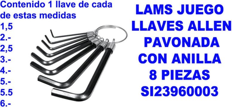 Gebläuter Inbusschlüsselsatz mit Ring, 8-teilig, SI23960003