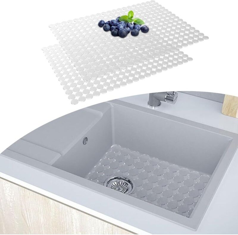 2er-Pack verstellbare Schutzmatten aus Edelstahl für die Küchenspüle – schnelles Abfließen für den Boden der Küchenspüle...