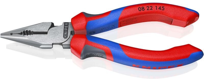 KNIPEX 08 22 145 SB Spitz-Kombizange mit Comfort-Griffen schwarz atramentiert 145 mm