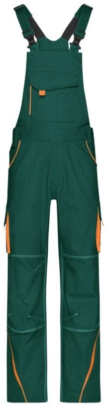 Thumbnail - James&nicholson - Funktionelle Latzhose JN848 Gr. 52 dark-green/orange