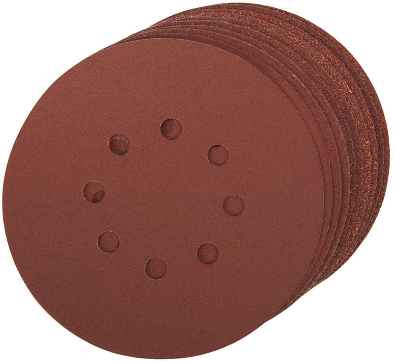 Silverline - 10 x Klettschleifscheiben gelocht 150 mm 4 x K60 + je 2 x K80 K120 K240