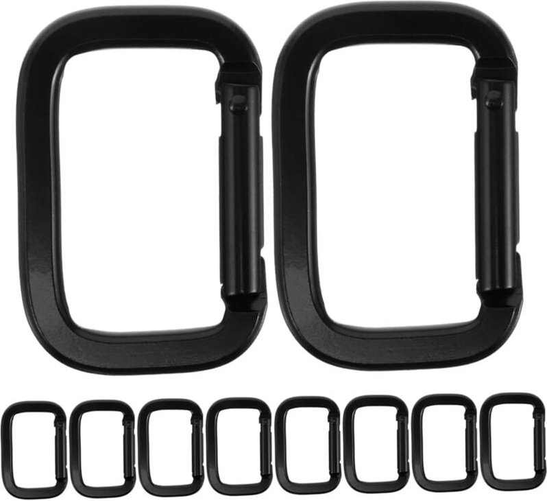 10 Stück schwarze verstärkte Karabiner mit Schlaufe für Handcamping, Wandern, Reisen, langlebiges Zubehör für den Einsat...