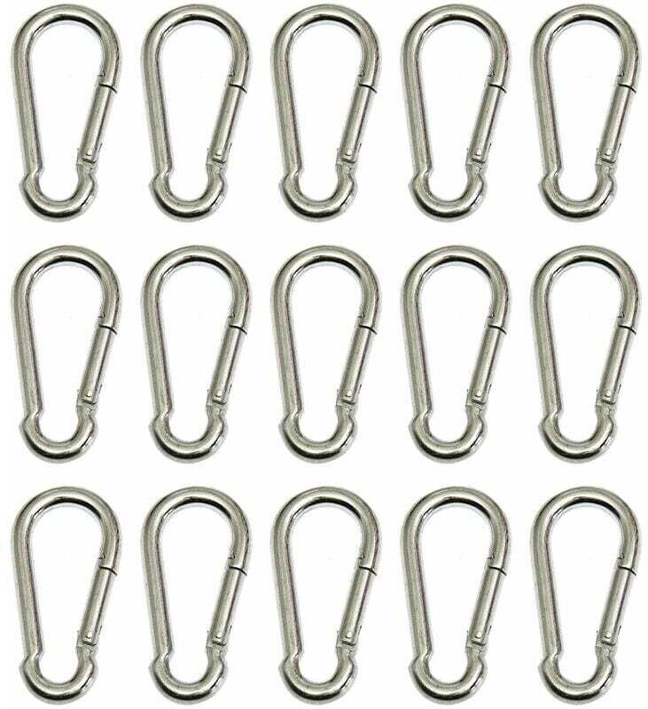 Set mit 15 Karabinerhaken 4 x 40 mm aus verzinktem Stahl