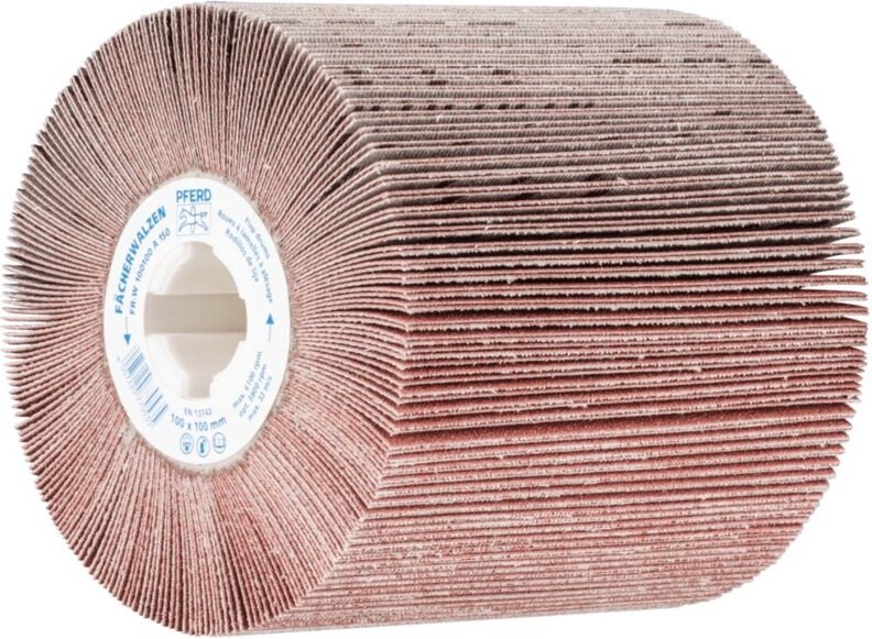 PFERD TOOLS Fächerschleifwalze Ø 100x100 Keilnut 19 mm A150 zum universellen Einsatz auf Walzenantrieben