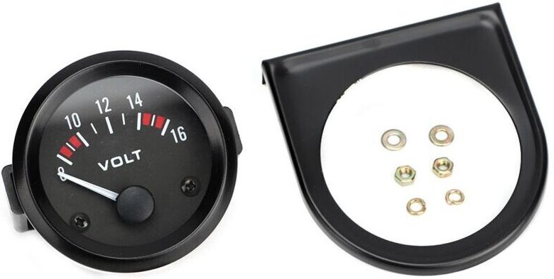Alovez - Auto Universal 12V Voltmeter 52mm/2in Spannungsmesser Messgert 8-16V BX100007
