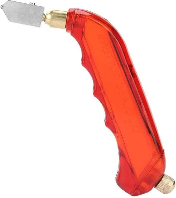 Professioneller Glasschneider mit Kunststoffgriff, professionelles Öl für Glasflaschen, Spiegel und Fenster (Rot)