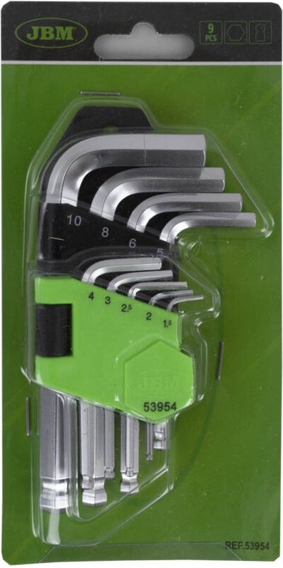Thumbnail - JBM - Set mit 9 kurzen Inbusschlüsseln mit runder Spitze 53954