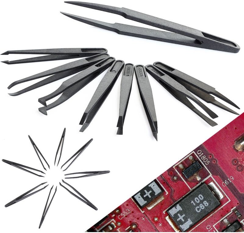 Set mit 8 antistatischen ESD-Präzisionspinzetten